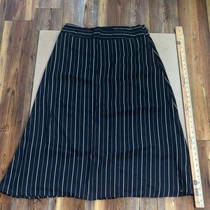 LOFT Black and White Striped A-Line Skirt Sz 12